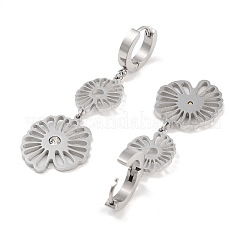 Boucles d'oreilles pendantes en acier inoxydable 304 avec fleur creuse gauche et droite&nbsp;EJEW-L283-089P