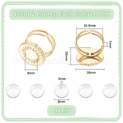 Kit para hacer anillos de puño abierto de acero inoxidable 304 con cúpula en blanco&nbsp;DIY-UN0055-83