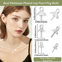 60 Stück 3 Stile Messing Tasse Perle Peg Bails Pin Anhänger&nbsp;KK-BBC0028-88P