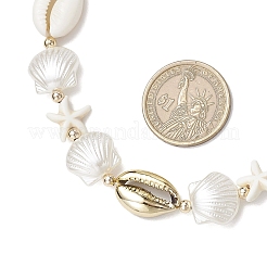 Colliers de perles ajustables en étoile de mer turquoise synthétique d'été&nbsp;NJEW-JN05270-02