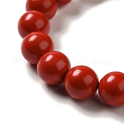 Braccialetti elasticizzati con perline mala cinabro rotonde da 12 mm&nbsp;BJEW-B080-25B