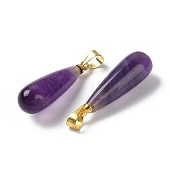 Pendentifs en forme de larme d'améthyste naturelle&nbsp;G-Q005-03G-03