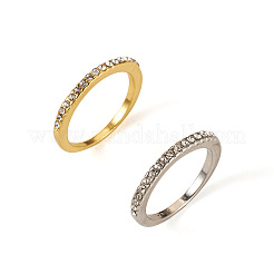 2 anello da dito in lega bicolore con strass di cristallo&nbsp;RJEW-TADJ0001-01D