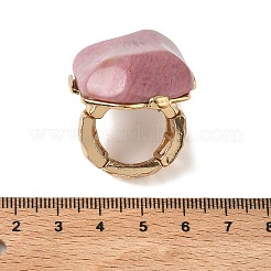 Fingerringe aus natürlichem Rhodochrosit und einer Legierung für Damen&nbsp;RJEW-G375-01G-04