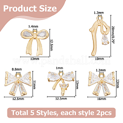 10 pièces 5 styles en laiton micro pavé pendentifs en zircone cubique claire&nbsp;KK-HS0015-25