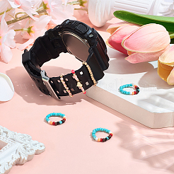 6 Stück 2 Stile Glasperlen-Dekorringe für Smartwatch-Armband&nbsp;AJEW-CP0009-94B