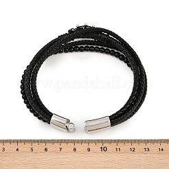 Mehrreihige Armbänder aus Mikrofaserleder und Glas für Männer und Frauen&nbsp;BJEW-H631-04A-AS