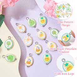 12 pendentif en porcelaine imprimée à la main&nbsp;PALLOY-SW00121