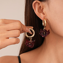 Pendientes colgantes de aleación de flores y acrílico&nbsp;FS-WG3E8C4-03