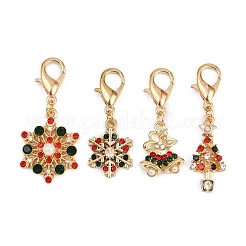 4 colgante navideño de aleación y plástico ABS con perlas y rhinestone.&nbsp;HJEW-JM04166
