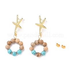 Boucles d'oreilles pendantes en alliage sur le thème de l'océan&nbsp;EJEW-JE04376