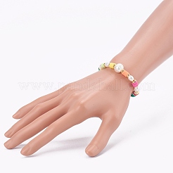 Bracciali elasticizzati con perline di argilla polimerica heishi&nbsp;BJEW-JB06026-01
