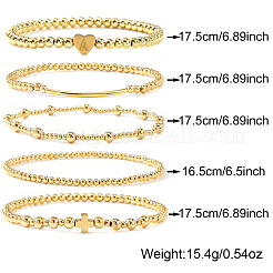 Set di braccialetti elasticizzati con perline in ottone e acciaio inossidabile&nbsp;VB9693-1