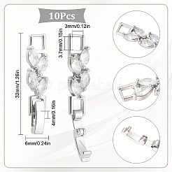 10 fermoir de bracelet de montre en laiton plaqué or avec zircone cubique transparente&nbsp;KK-SC0003-11P