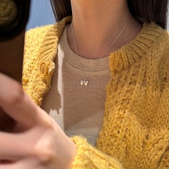 Halsketten mit Bowknot-Anhänger aus Sterlingsilber für Damen&nbsp;NJEW-F338-04S