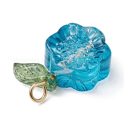 Fleur en verre transparent avec pendentif feuille acrylique&nbsp;PALLOY-JF02258