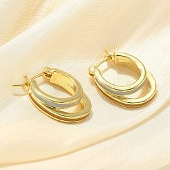 Orecchini a cerchio ovali in ottone smaltato a due strati&nbsp;EJEW-S252-03C-G