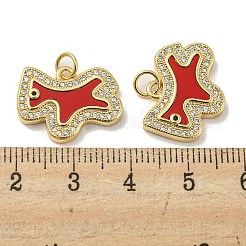 Pendentifs avec zircon cubiques à micro-pavés en laiton&nbsp;KK-H457-04G-02