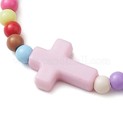 Kreuz- und runde geflochtene Acrylperlenarmbänder&nbsp;BJEW-JB10239-01
