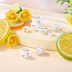 Mini-Keramik-Teesets mit Kirschmuster&nbsp;AJEW-TA0003-48