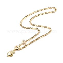 Collier pendentif cœur et rose en laiton&nbsp;NJEW-JN04088