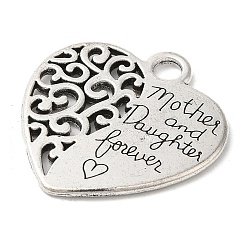 Cuore con pendenti della lega parole stile tibetano&nbsp;TIBEP-S295-43AS-RS