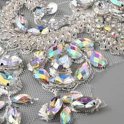 Handnähen Blumenmuster Strass Kostümapplikationen&nbsp;PATC-WH0009-08A