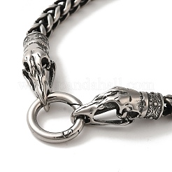 316 chirurgischer Edelstahl Weizenkette Wikinger Rabenschädel Armbänder&nbsp;BJEW-Q349-05AS-01