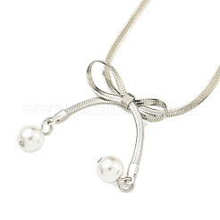 Collane con ciondolo a forma di fiocco con catena a serpente piatta in acciaio inossidabile 304&nbsp;NJEW-Z041-06P