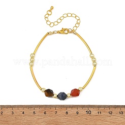 Bracciali da donna in ottone con pietre naturali miste a taglio stella e tubolare.&nbsp;BJEW-JB14439