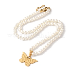 Colliers pendentifs papillon en acier inoxydable 304 avec placage ionique (IP)&nbsp;NJEW-K274-03G