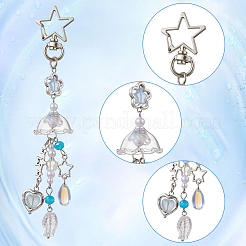 4 pendentif décoratif en verre en forme de méduse&nbsp;HJEW-SP0001-17