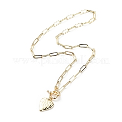 Collar con colgante de corazón de aleación con cadenas de clip de latón para mujer&nbsp;NJEW-JN04081