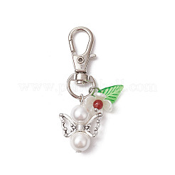 Décorations suspendues en forme d'ange fleur en plastique ABS imitation perle et acrylique&nbsp;HJEW-JM02989