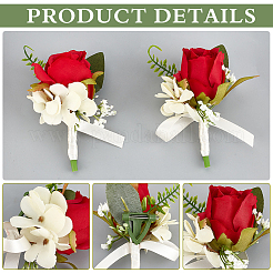 2 pieza de boutonniere de rosa de imitación de tela de seda&nbsp;AJEW-CP0008-47