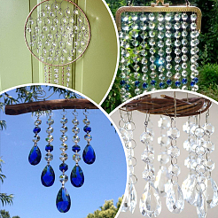 80 pièce de breloques connecteur en verre transparent à facettes&nbsp;GLAA-SP0001-88E-01