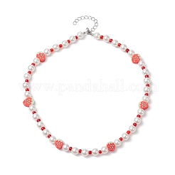 Set di collane con perline di perle acriliche e semi di vetro da 3 pezzo in 3 stili di frutta e argilla polimerica&nbsp;NJEW-JN04582