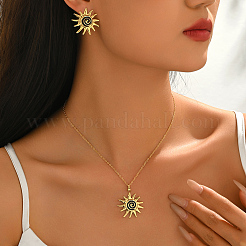 Ohrringe und Halsketten-Sets aus Edelstahl mit spiralförmiger Sonne für Damen&nbsp;VJ3176