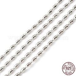 925 chaîne à billes ovales en argent sterling plaqué rhodium anti-ternissement&nbsp;STER-F052-07P