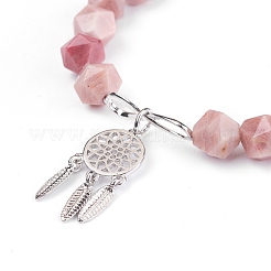 Braccialetti di fascino perline naturali in rodonite&nbsp;BJEW-O162-D09
