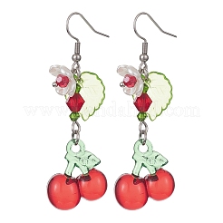 Pendientes colgantes de frutas de vidrio y acrílico&nbsp;EJEW-JE05288