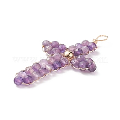 Pendentifs ronds à facettes en pierres précieuses mélangées naturelles 7 chakra&nbsp;PALLOY-JF01926