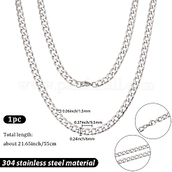 1 collar de cadena de eslabones cubanos de acero inoxidable 304 para hombres y mujeres.&nbsp;NJEW-BM0001-08F