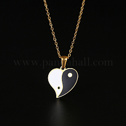 Colliers pendentifs Yin Yang en acier inoxydable 304 émaillé pour femmes&nbsp;VV9279-2