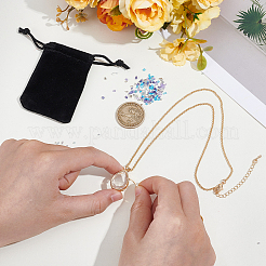 1 pendentif médaillon en forme de larme en laiton et verre transparent&nbsp;NJEW-NB0001-34