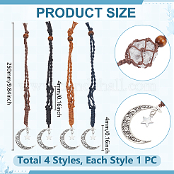 4 pendentif décoratif en fil de coton ciré pour pochette en macramé&nbsp;HJEW-UN00068