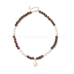 Halskette für Damen: Türkis-Anhänger (8 mm)&nbsp;NJEW-JN05938