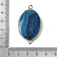 Breloques connecteurs ovales en agate naturelle (teintée et chauffée)&nbsp;G-P614-06P-02