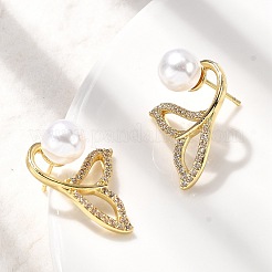 Pendientes de cola de pez con micropavé de latón y circonitas cúbicas transparentes&nbsp;EJEW-P322-13G