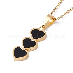 Orecchini a bottone a cuore in acrilico nero e collana con pendente&nbsp;SJEW-G080-02G
